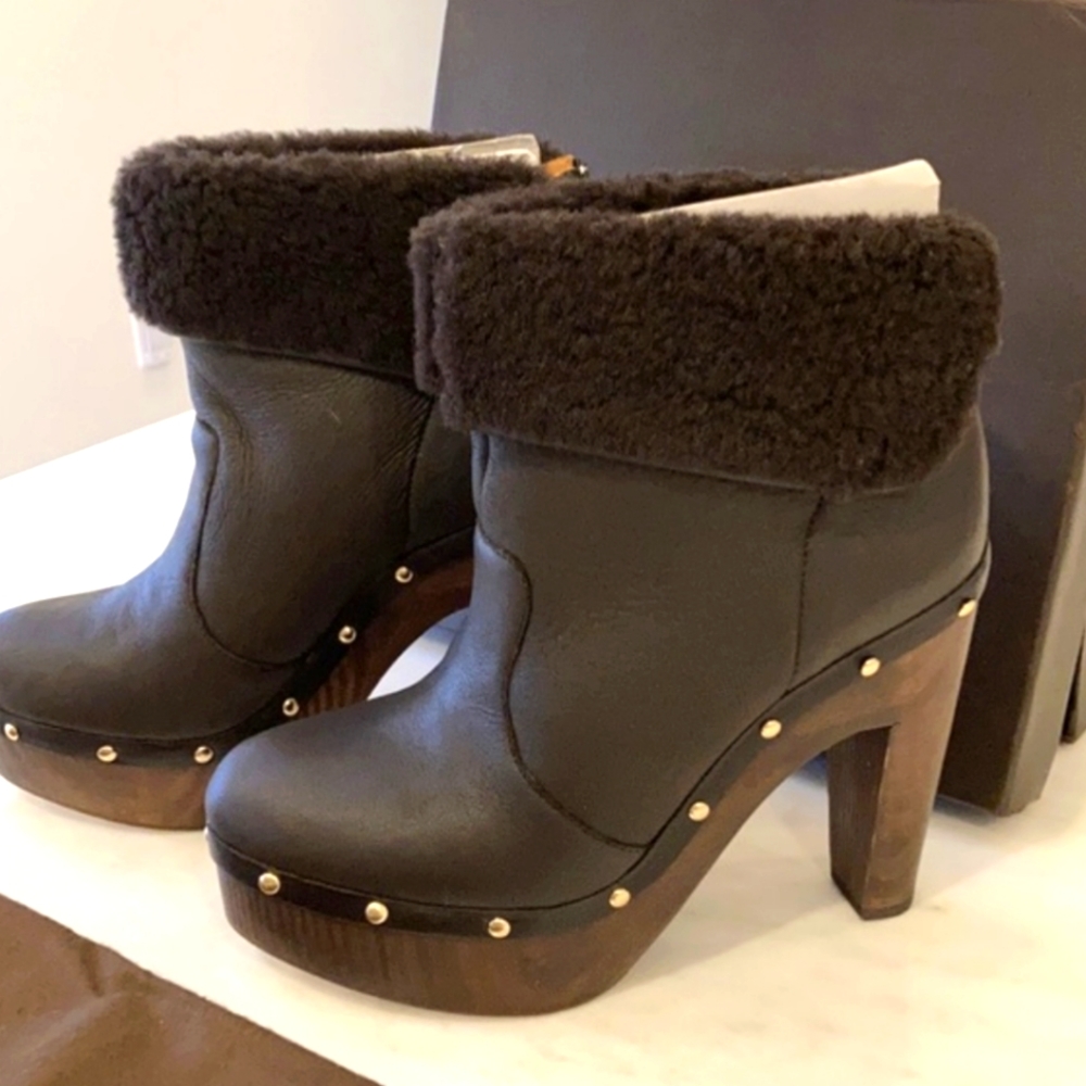 Elie Tahari Brown Leather/fur Boots